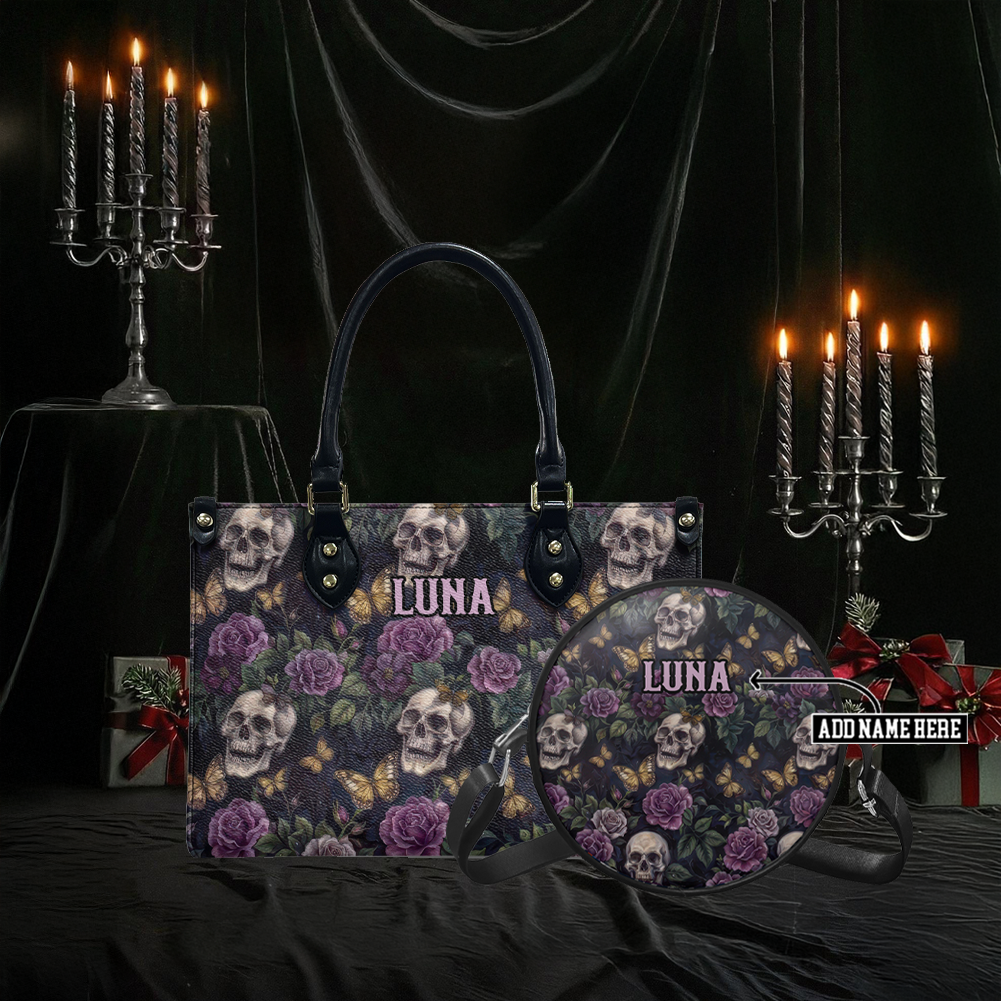 “NIGHTBLOOM” Personalized Leather Handbag & Circle Crossbody Bag Deal Deal