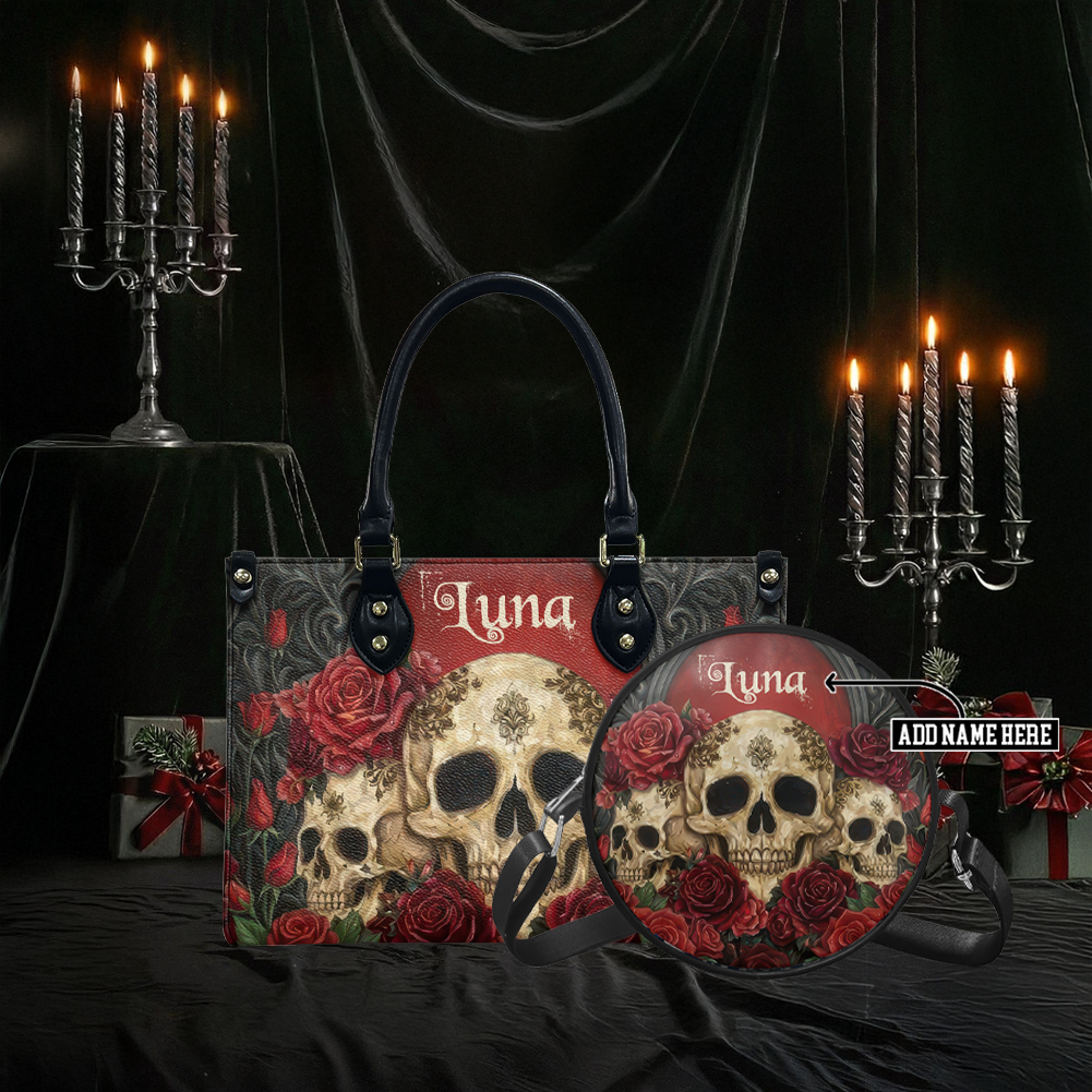 “CRIMSONVEIL” Personalized Leather Handbag & Circle Crossbody Bag Deal Deal