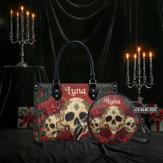 “CRIMSONVEIL” Personalized Leather Handbag & Circle Crossbody Bag Deal Deal