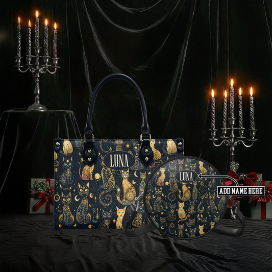 “SHADOWCAT” Personalized Leather Handbag & Circle Crossbody Bag Deal Deal