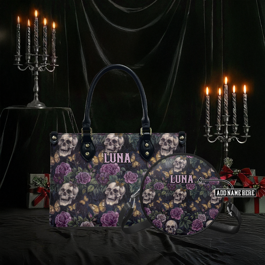 “NIGHTBLOOM” Personalized Leather Handbag & Circle Crossbody Bag Deal Deal