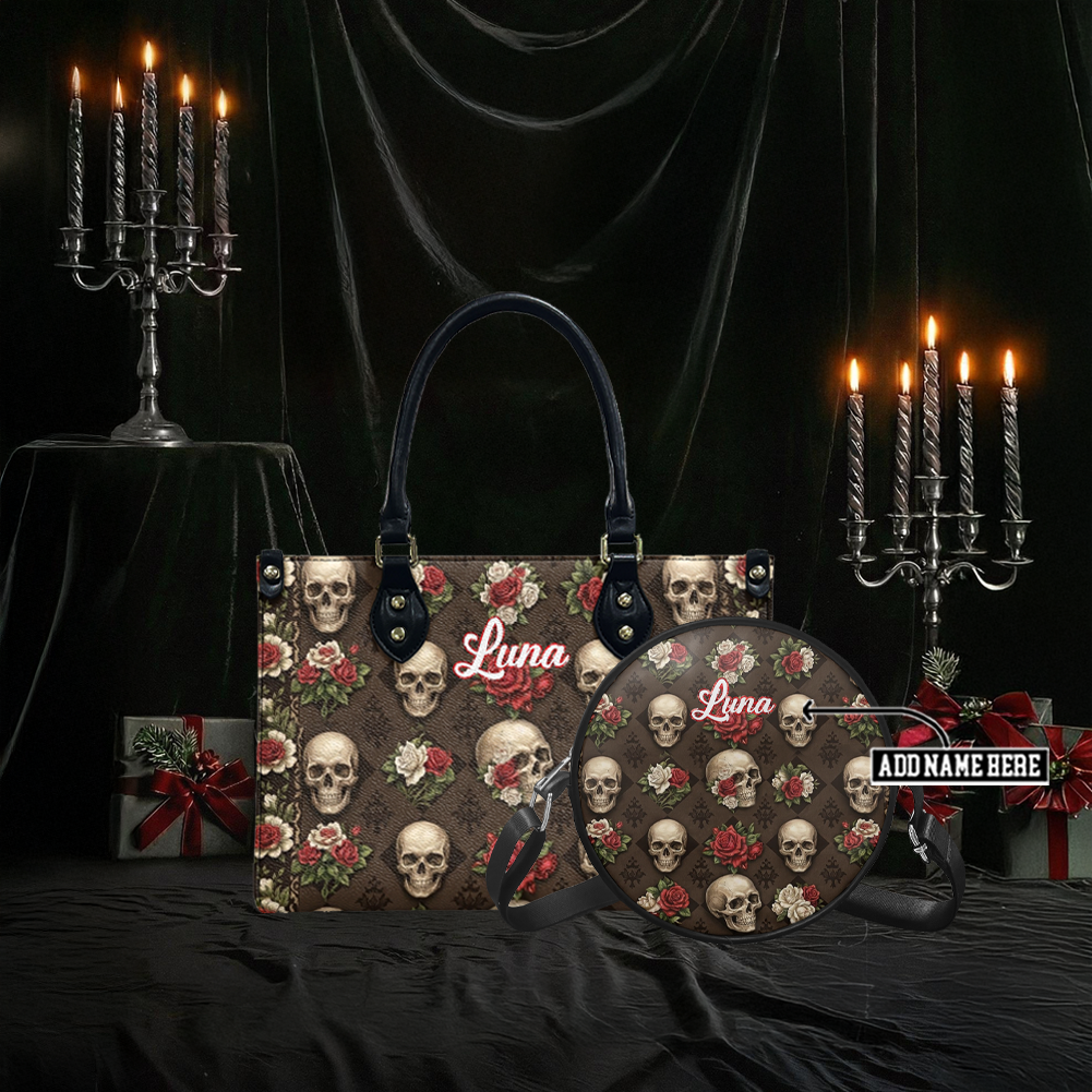 “NOCTURNE LACE” Personalized Leather Handbag & Circle Crossbody Bag Deal Deal