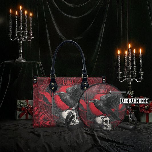 “BLOODRAVEN NOIR” Personalized Leather Handbag & Circle Crossbody Bag Deal Deal