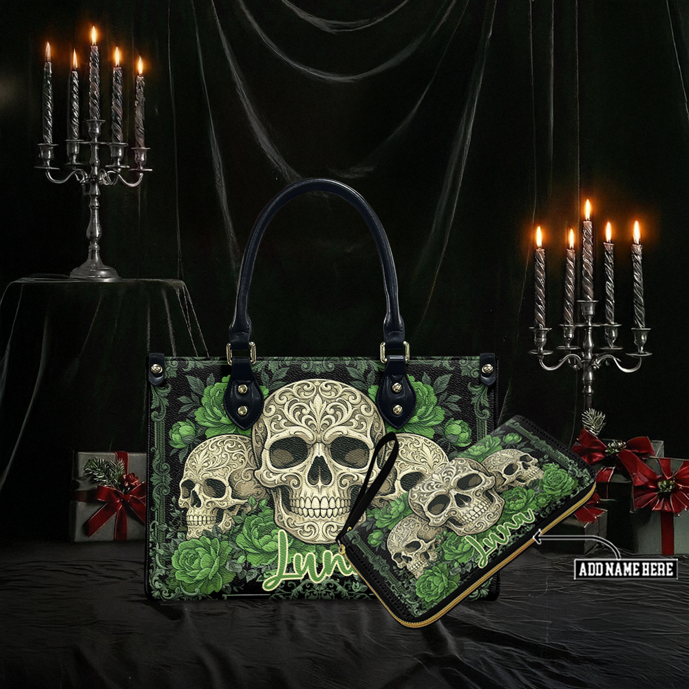 “CRIMSON IVY” Personalized Leather Handbag & Wallet Deal